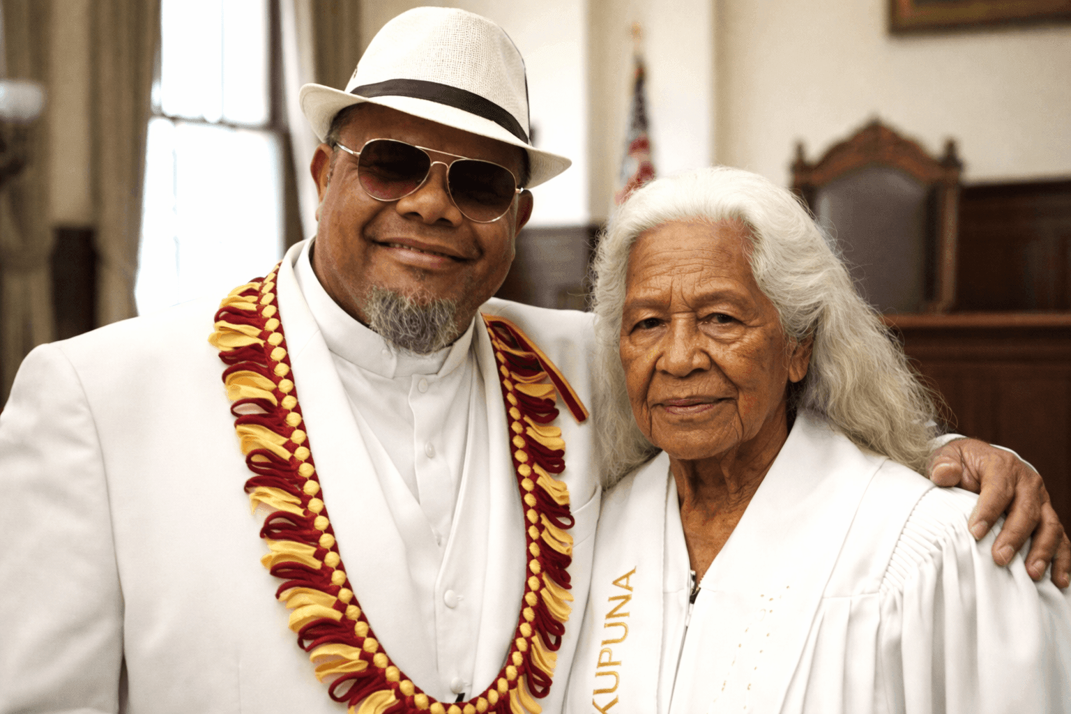 Two people posing in a court room Two people posing in a court room